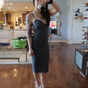 LULUS EXCLUSIVE MIDI GREY BODYCON MIDI DRESS